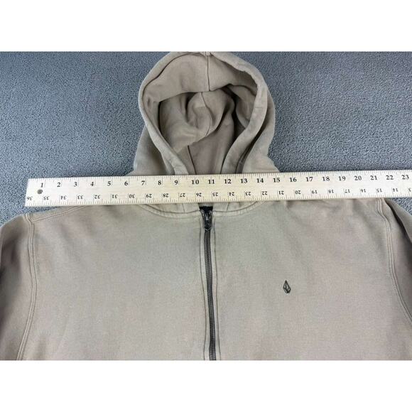 Volcom Zip Hoodie Men's XL Tan Classic Fit Full Zip Hooded Logo Embroidery - Picture 6 of 9
